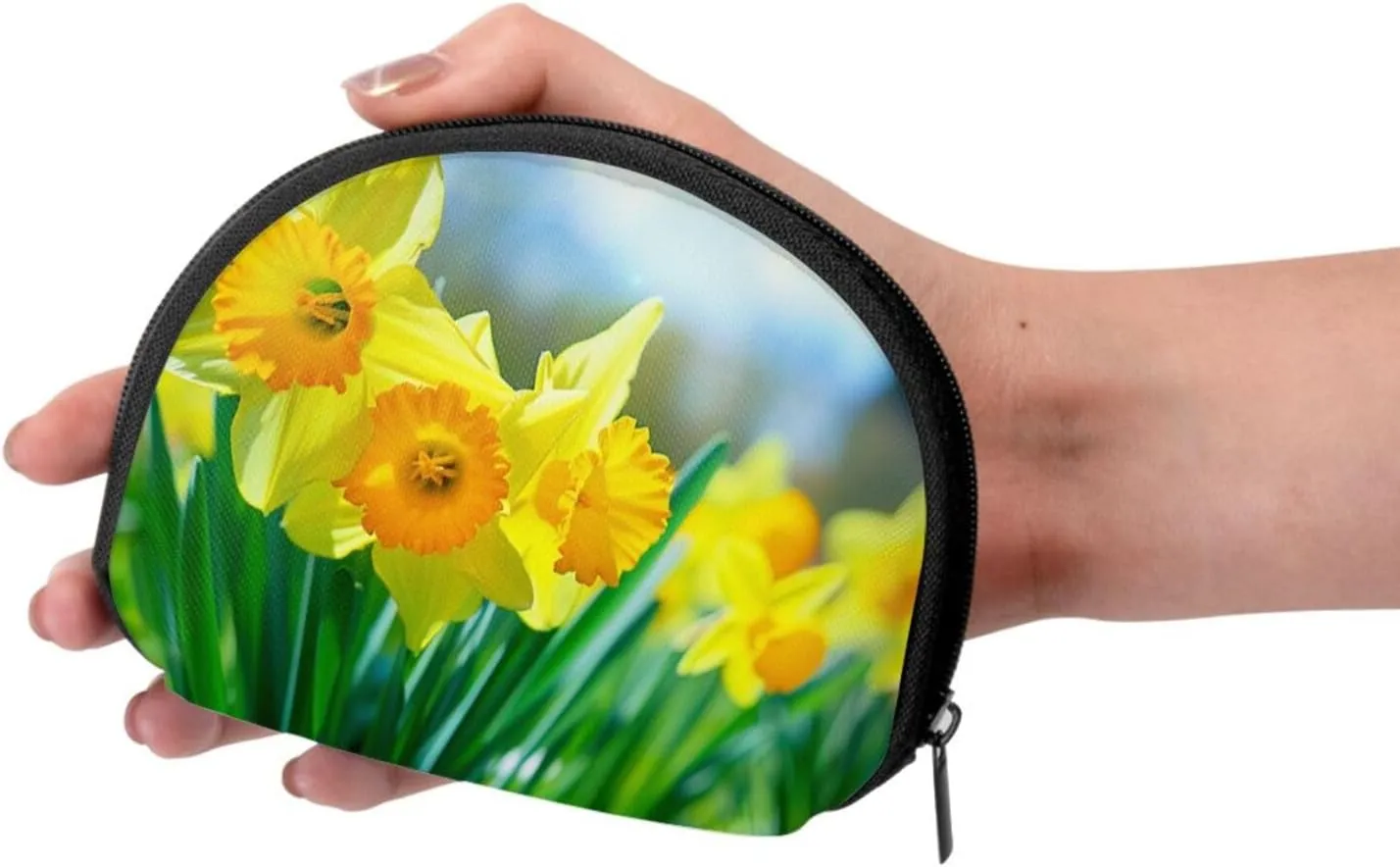 Daffodil Flower Printed Coin Purse Mini Pouch Change Zipper Wallet Gifts for Women Girls