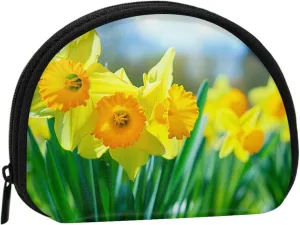 Daffodil Flower Printed Coin Purse Mini Pouch Change Zipper Wallet Gifts for Women Girls