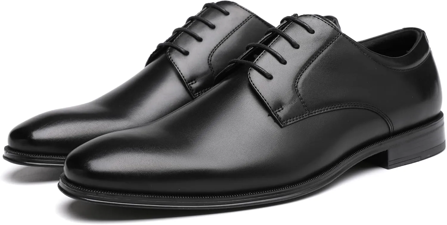 DECARSDZ Mens Classic Formal Oxford Lace-up Faux Patent Leather Shoe for Men Business Wedding Suit Tuxedo Dress Shoes