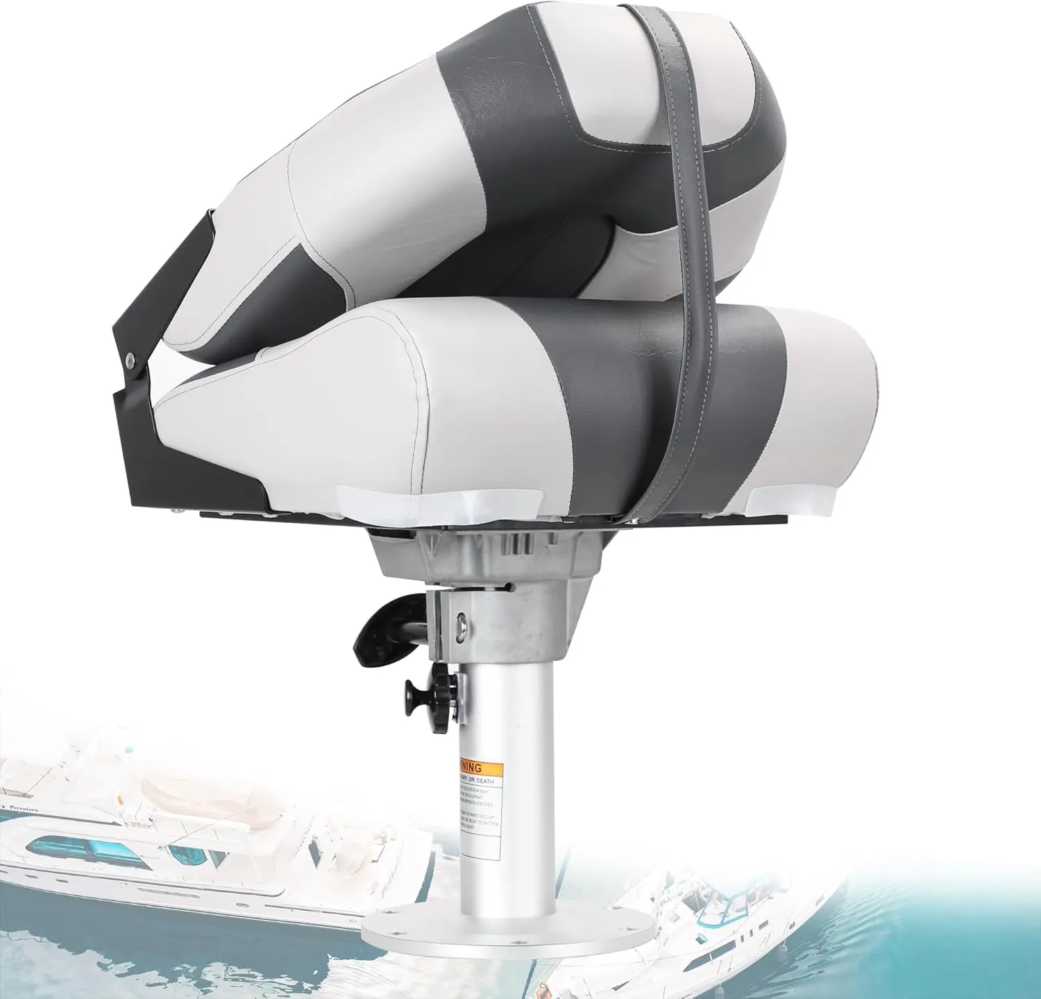 Deluxe Marine High Back Folding Boat Seat,Stainless Steel Screws Included