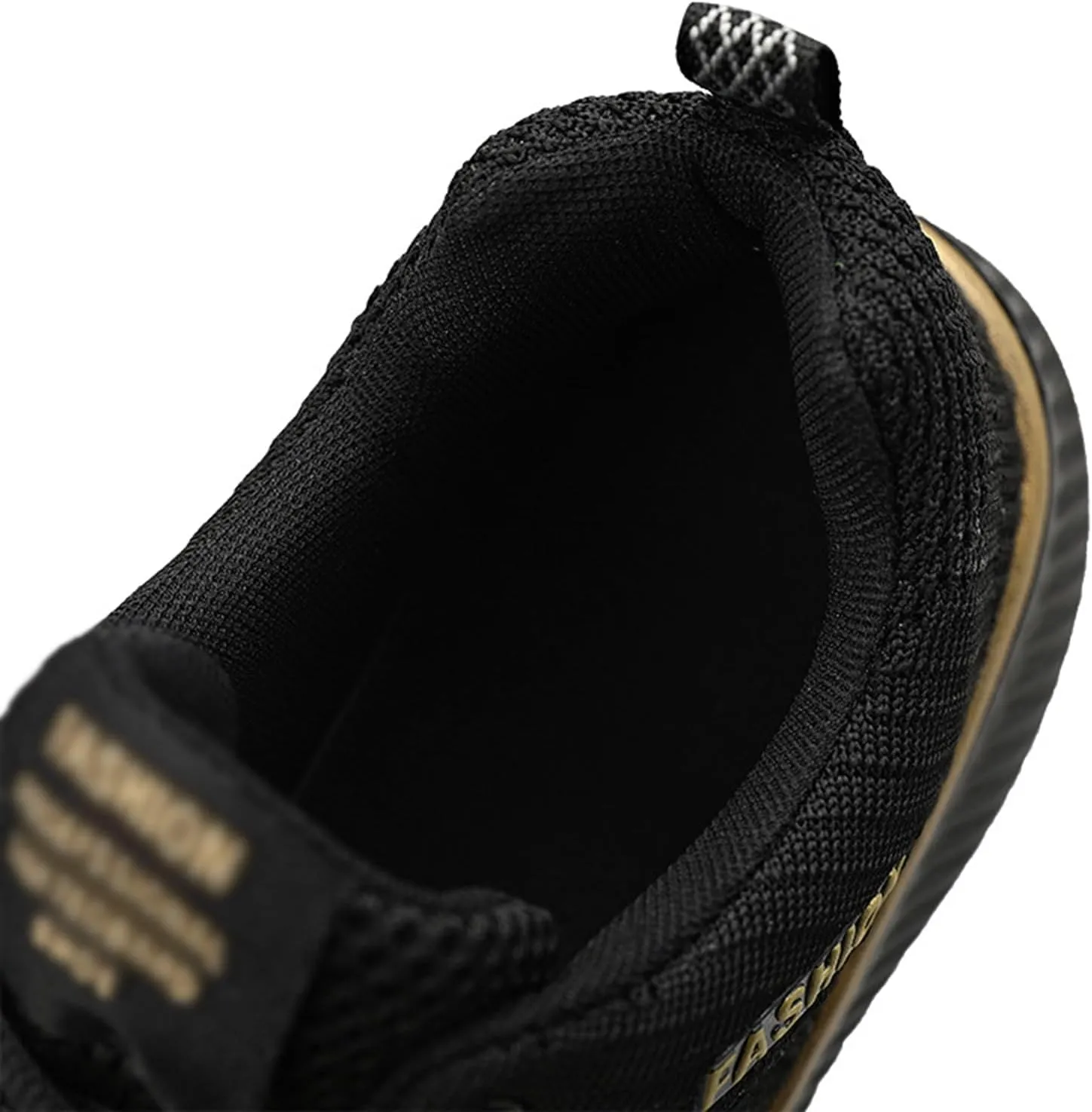 DHAEY Cross Trainer Shoes Unisex Knitted Mesh Cloth Breathable Soft Non-Slip Sole Squat Shoes Comfortable Convenient Gym Sneakers (Color : Black Gold, Size : 12.5 Women/11 Men)