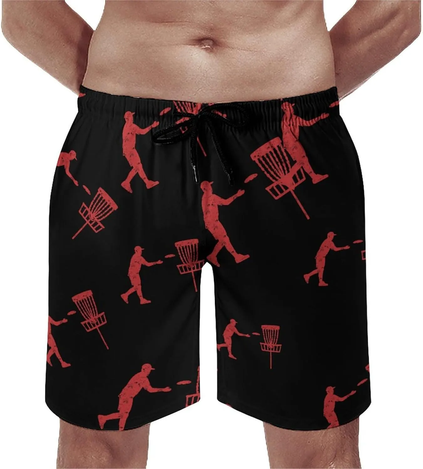 Disc Golf Icon Basket Mens Swim Trunks Shorts Beach Pants Swimming Trunk Mesh Lining with Pockets