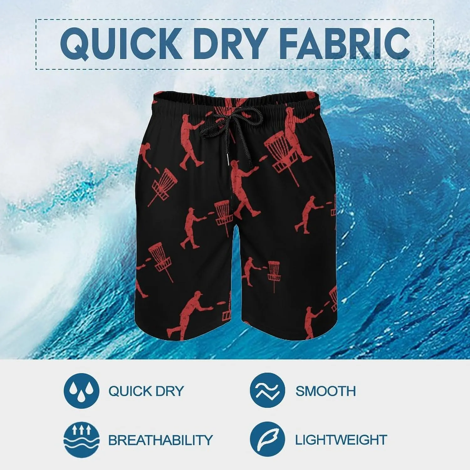 Disc Golf Icon Basket Mens Swim Trunks Shorts Beach Pants Swimming Trunk Mesh Lining with Pockets