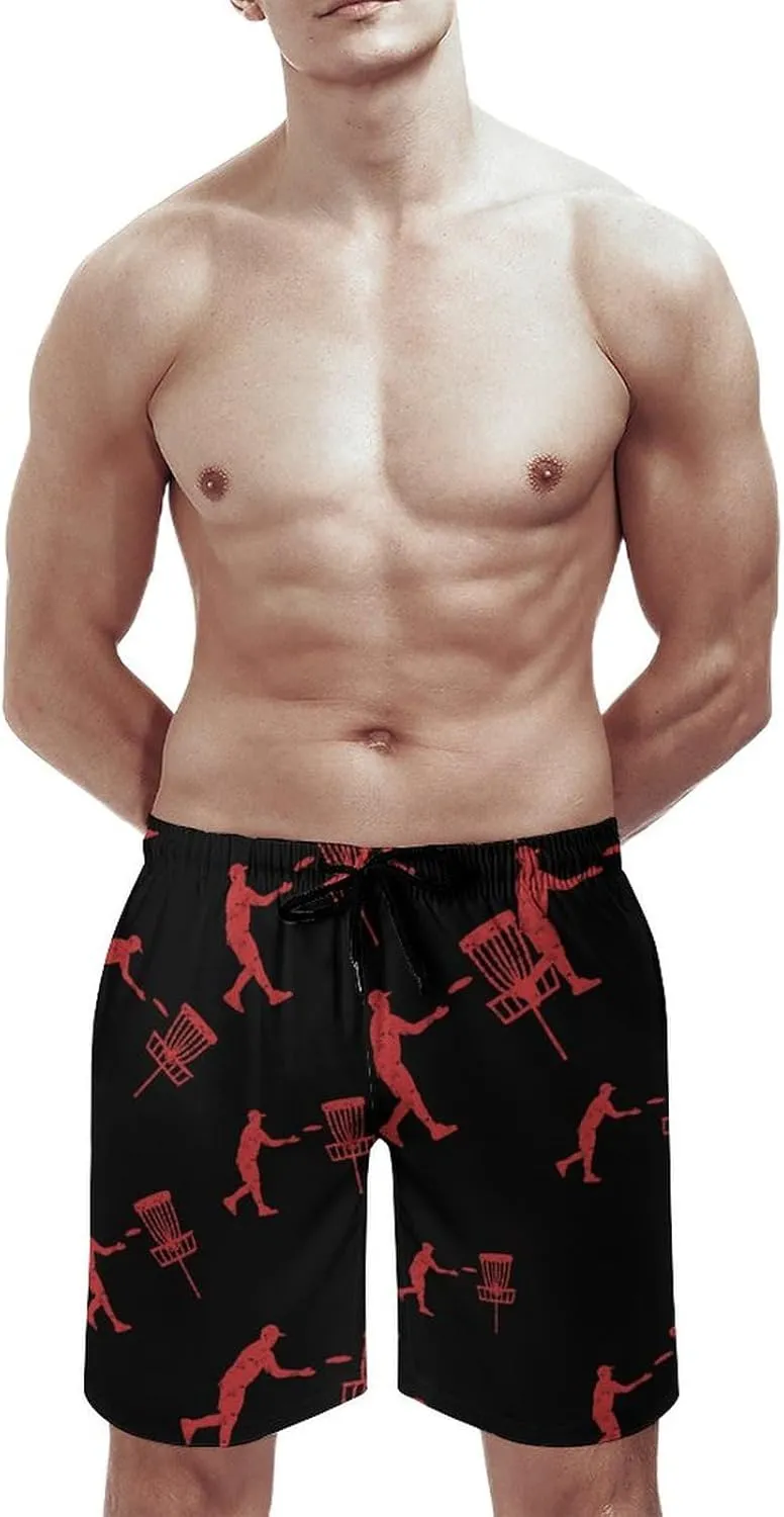 Disc Golf Icon Basket Mens Swim Trunks Shorts Beach Pants Swimming Trunk Mesh Lining with Pockets