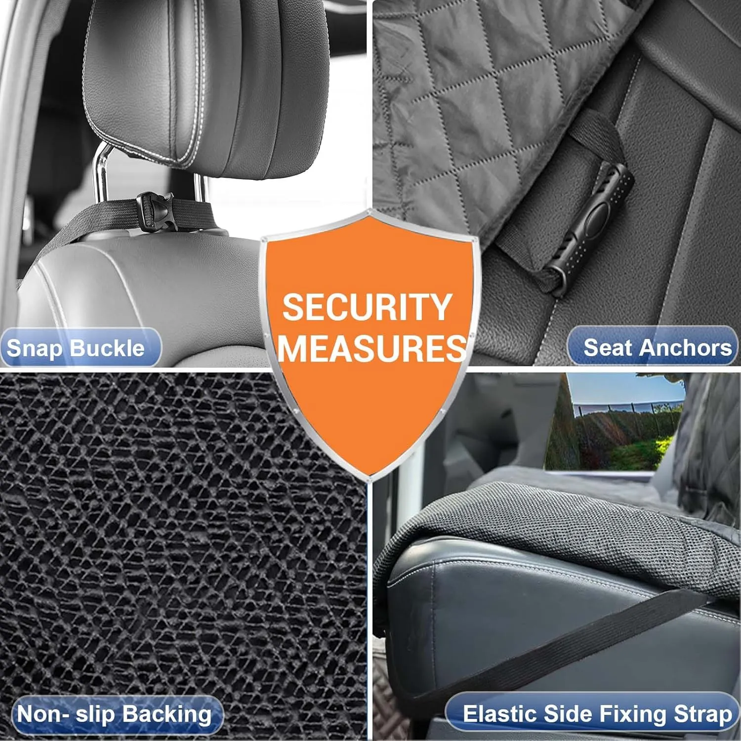 Dog Car Seat Cover for Back Seat Bench Cover, Compatible for Armrest 100% Waterproof & Nonslip Backseat Protector for Pet （Standard）