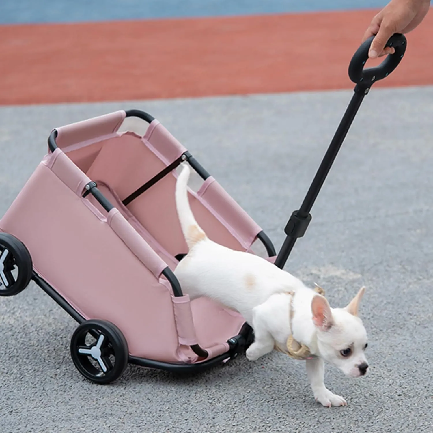 Dog Stroller 4 Wheels Folding Dog Cart Pet Stroller for Travelling Shopping Walking Playing for Small Dogs Cats (Plaid Blue)