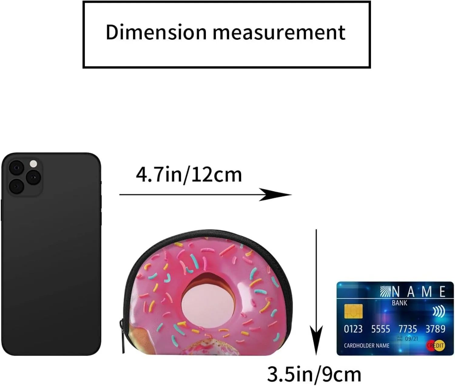 Donut Printed Coin Purse Mini Pouch Change Zipper Wallet Gifts for Women Girls