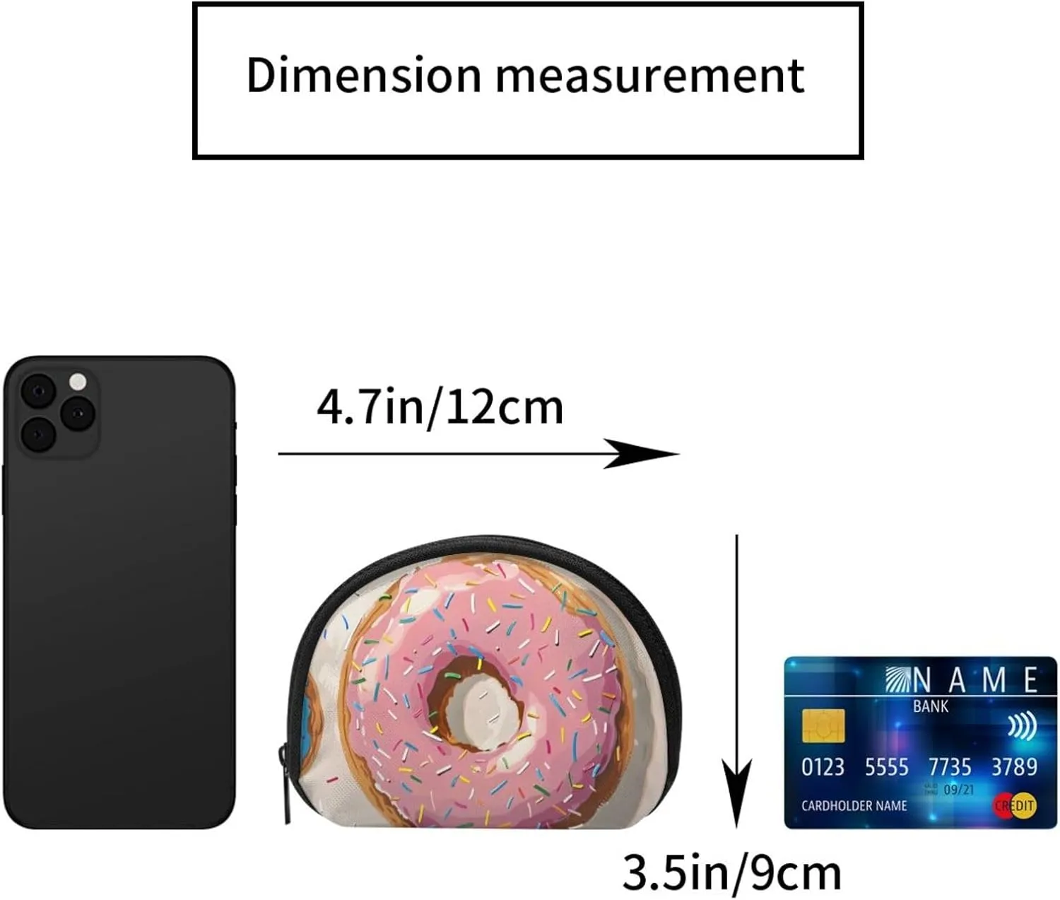 Donuts Printed Coin Purse Mini Pouch Change Zipper Wallet Gifts for Women Girls