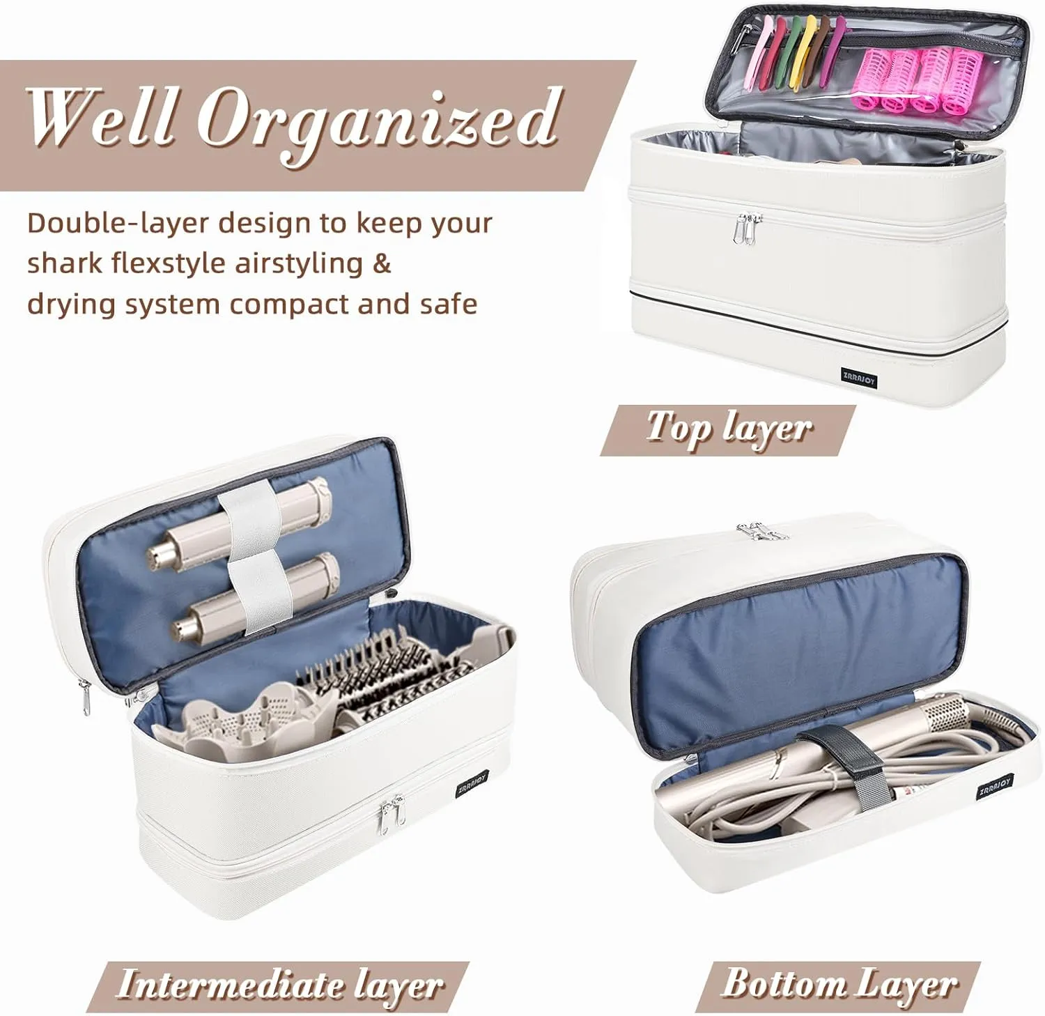 Double Layer Storage Case For Shark Flexstyle, Travel Carrying Case For Shark 430/440 Flexstyle, Organizer Bag For Shark Flexstyle/Dyson Airwrap Styler Attachments