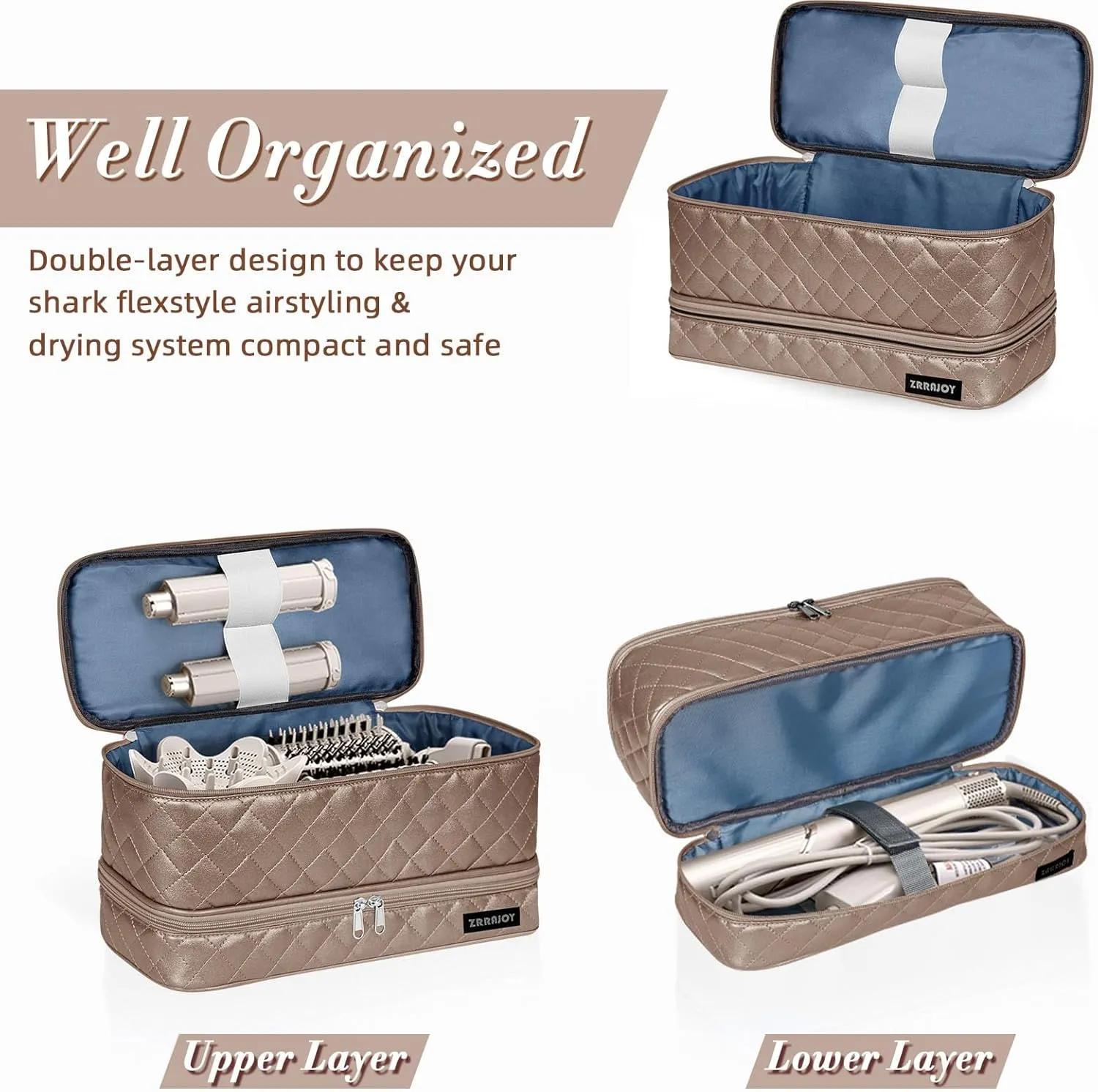 Double Layer Storage Case For Shark Flexstyle, Travel Carrying Case For Shark 430/440 Flexstyle, Organizer Bag For Shark Flexstyle/Dyson Airwrap Styler Attachments