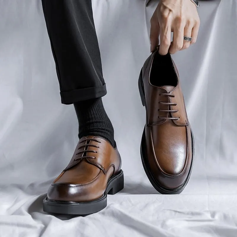Dress Oxford Formal Shoes for Men Lace-up Oxford Sneakers Breathable Casual Walking Shoes Handmade Genuine Leather Business Shoes for Men Non Slip Low Top Anti-Slip Casual