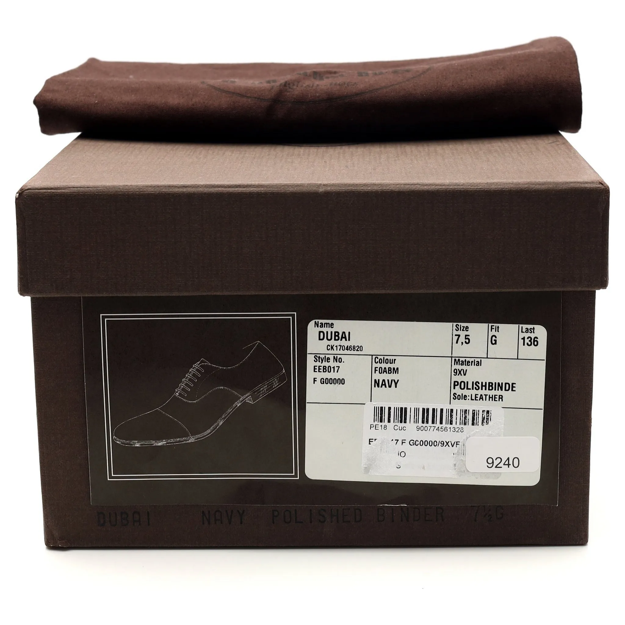 'Dubai' Navy Blue Leather Oxford UK 7.5 G