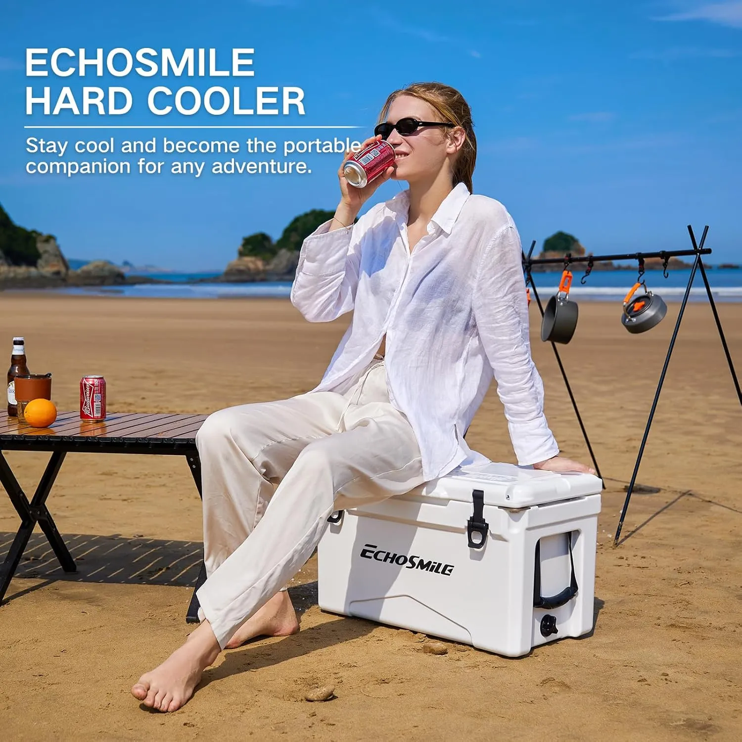 EchoSmile 25/30/35/40/60/75 Quart Rotomolded Cooler, Built to Stand up to The Rigors of The Journey