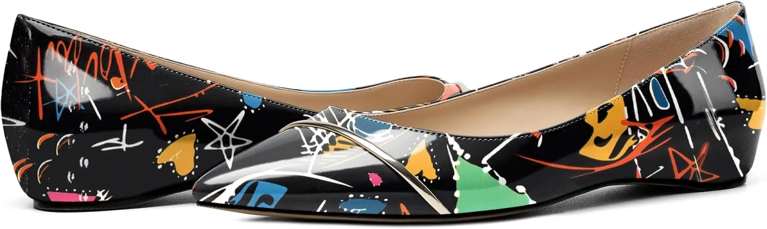 Eldof Flats Shoes Women Comfortable Pointed Toe Slip On Loafer Flats Pumps for Office Casual Dressy