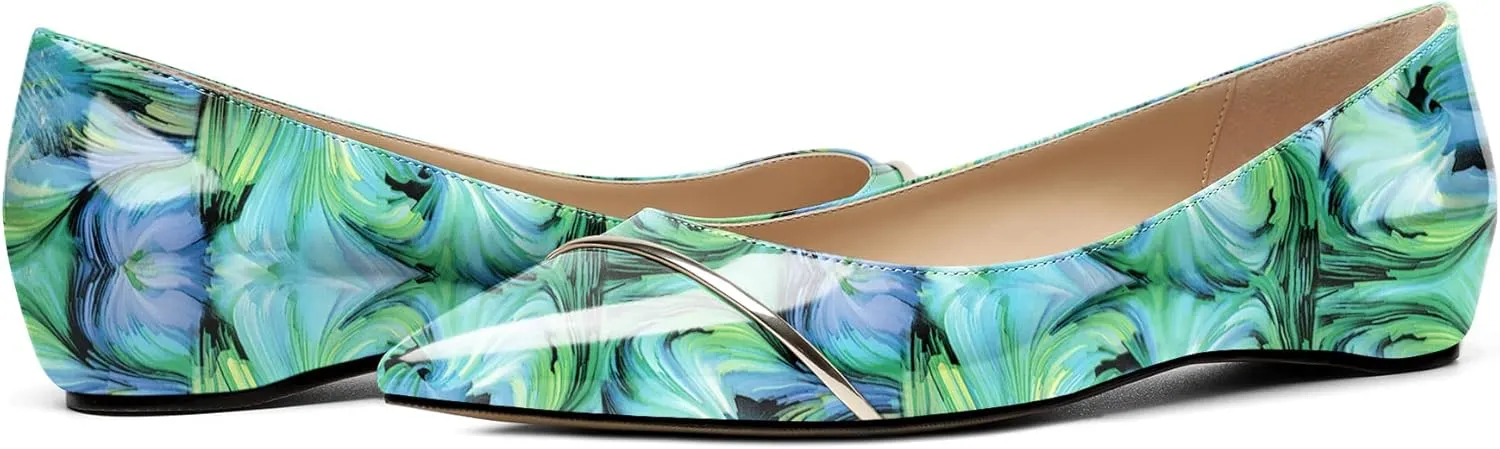 Eldof Flats Shoes Women Comfortable Pointed Toe Slip On Loafer Flats Pumps for Office Casual Dressy