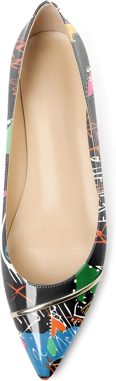 Eldof Flats Shoes Women Comfortable Pointed Toe Slip On Loafer Flats Pumps for Office Casual Dressy