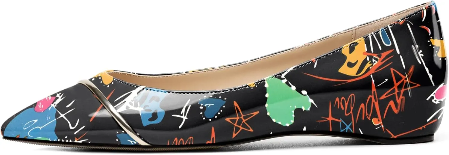 Eldof Flats Shoes Women Comfortable Pointed Toe Slip On Loafer Flats Pumps for Office Casual Dressy