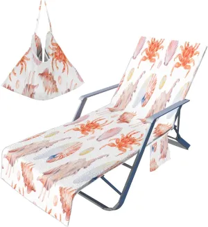 EMMTEEY Beach Chair Covers 82.6 X 29.5 Inches Citrus Lemons Box Patio Chair Covers with 2 Side Pockets for Poolside Beach Garden, Set of 1