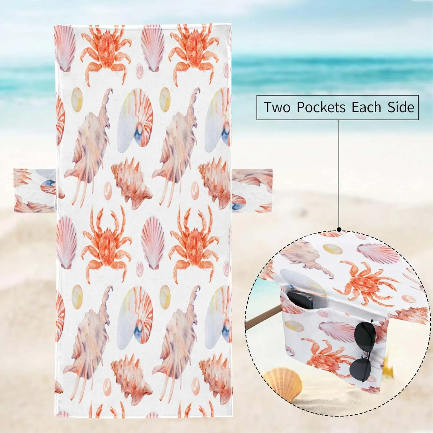 EMMTEEY Beach Chair Covers 82.6 X 29.5 Inches Citrus Lemons Box Patio Chair Covers with 2 Side Pockets for Poolside Beach Garden, Set of 1