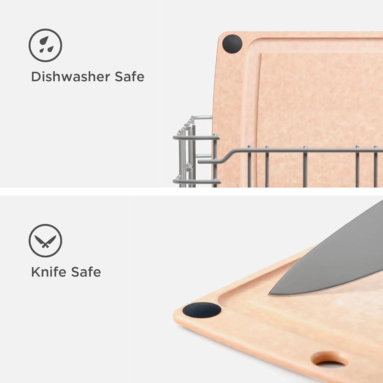Epicurean All-In-One Cutting Board with Non-Slip Feet and Juice Groove, 11.5" × 9", Natural/Black