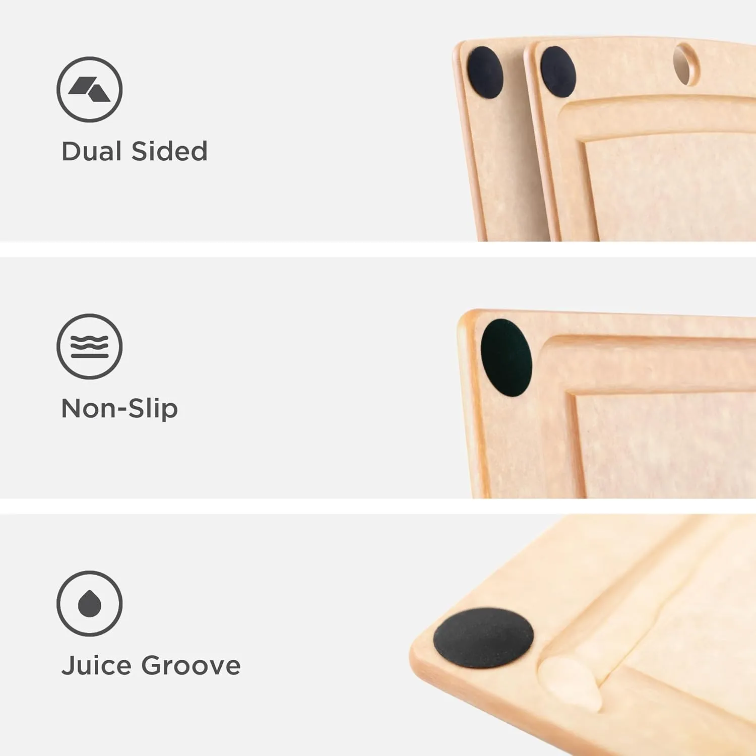 Epicurean All-In-One Cutting Board with Non-Slip Feet and Juice Groove, 11.5" × 9", Natural/Black