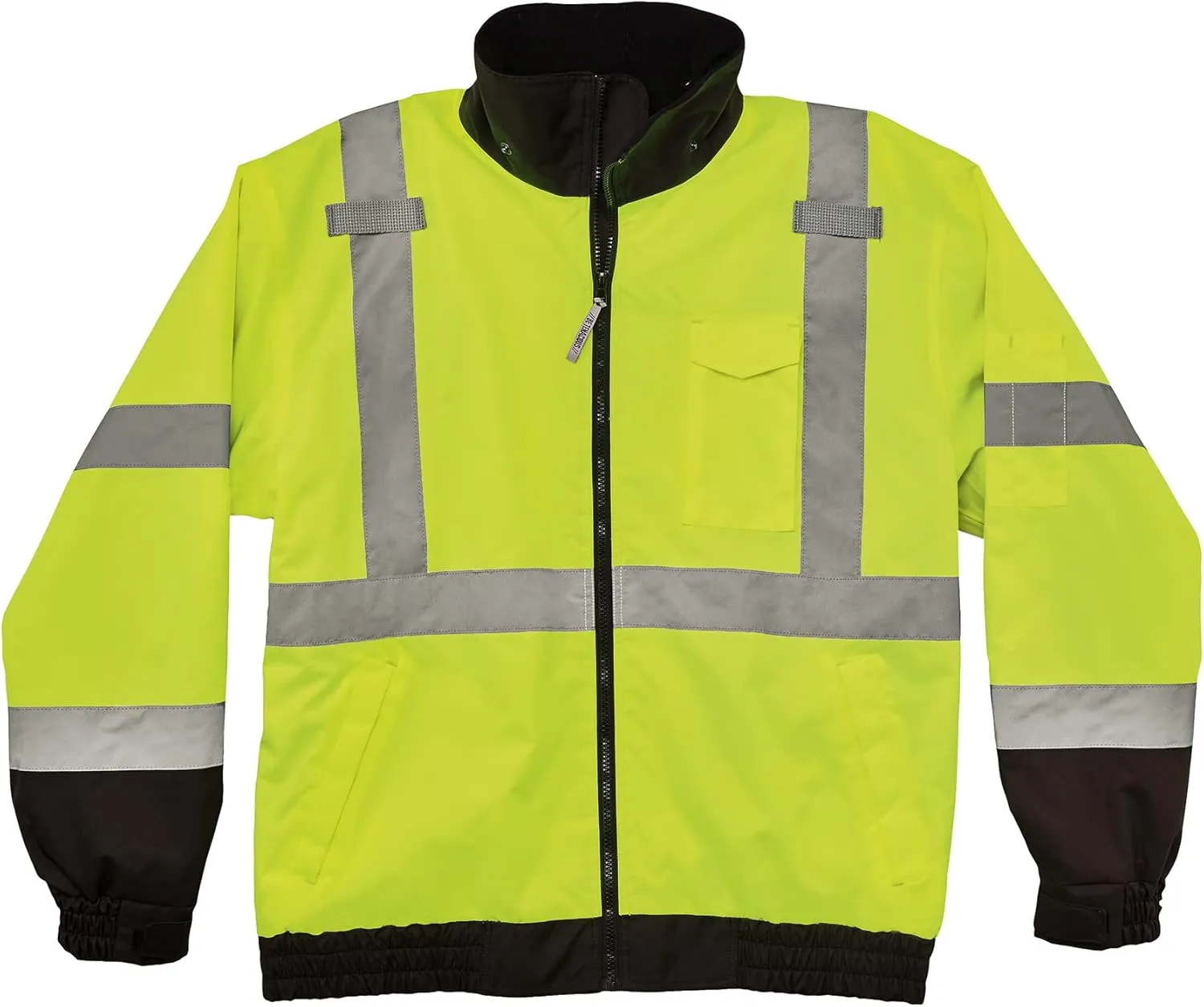 Ergodyne Unisex-Adult 2-in-1 Hi Vis Winter Bomber Jacket, Lime, X-Large
