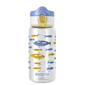 Evorie Tritan Kids Water Bottle for School No Straw 13oz BPA Free Plastic Sports Bottle Reusable Lightweight Leak Proof Travel Drinks Bottle Spout Drinking Cup Running Flip Top, normal, Ocean Blue