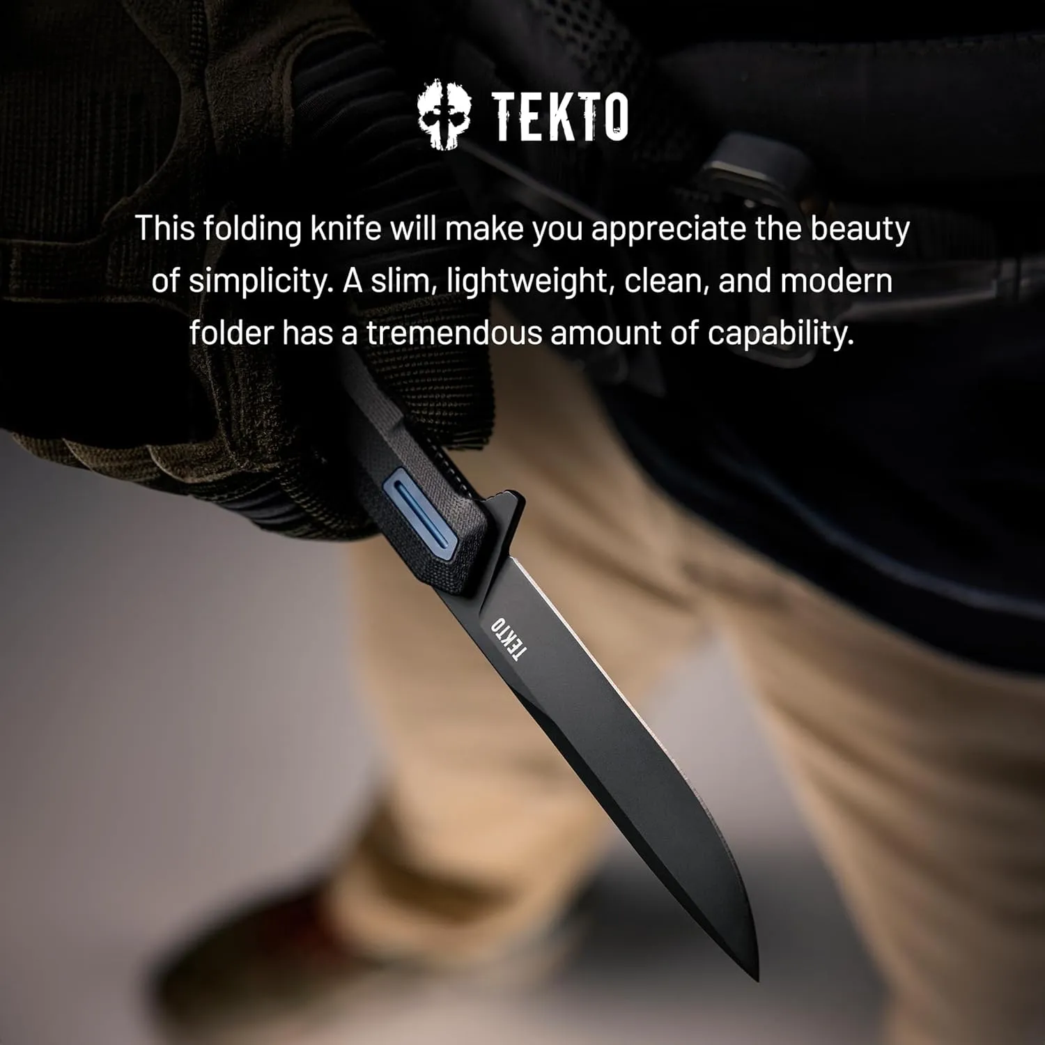 F2 Bravo Folding Pocket Knife - D2 Steel Blade, Ceramic Ball Bearings - EDC - Snap, Swift Flip for Camping, Backpacking - 2.4oz (68g), G10 Black Handle, Blue Titanium Accents