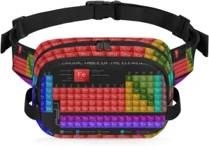 Fanny Pack for Women Men, Periodic Table Waist Pack Bag Elements Education Waterproof Belt Bag with Adjustable Strap Casual Hip Bum Bag Crossbody Bags for Running Trave Hiking Cycling Workout