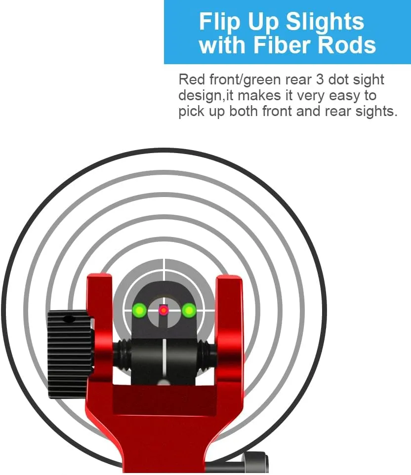 Fiber Optic Flip Up Iron Sights Picatinny Rail Mounted Front and Rear Backup Iron Sights