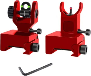 Fiber Optic Flip Up Iron Sights Picatinny Rail Mounted Front and Rear Backup Iron Sights