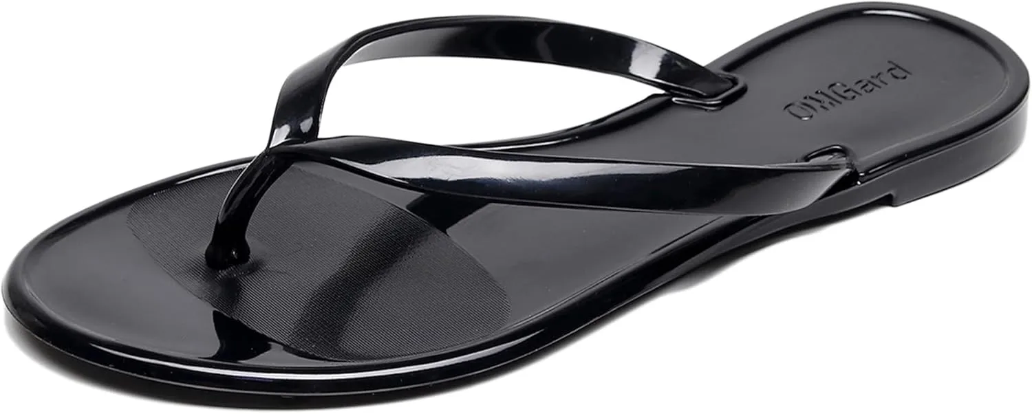 Flip Flops for Women Jelly Sandals Thong Flats Jellies Shoes Clear Slipper Summer Beach Pool Slides Size 10 Slip On Quick Drying Soft