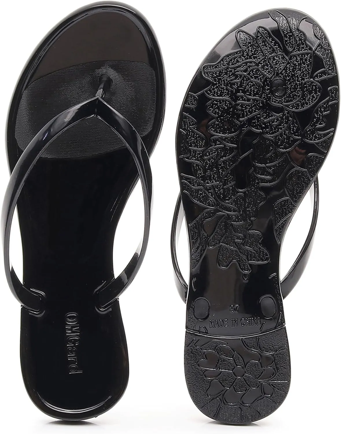 Flip Flops for Women Jelly Sandals Thong Flats Jellies Shoes Clear Slipper Summer Beach Pool Slides Size 10 Slip On Quick Drying Soft