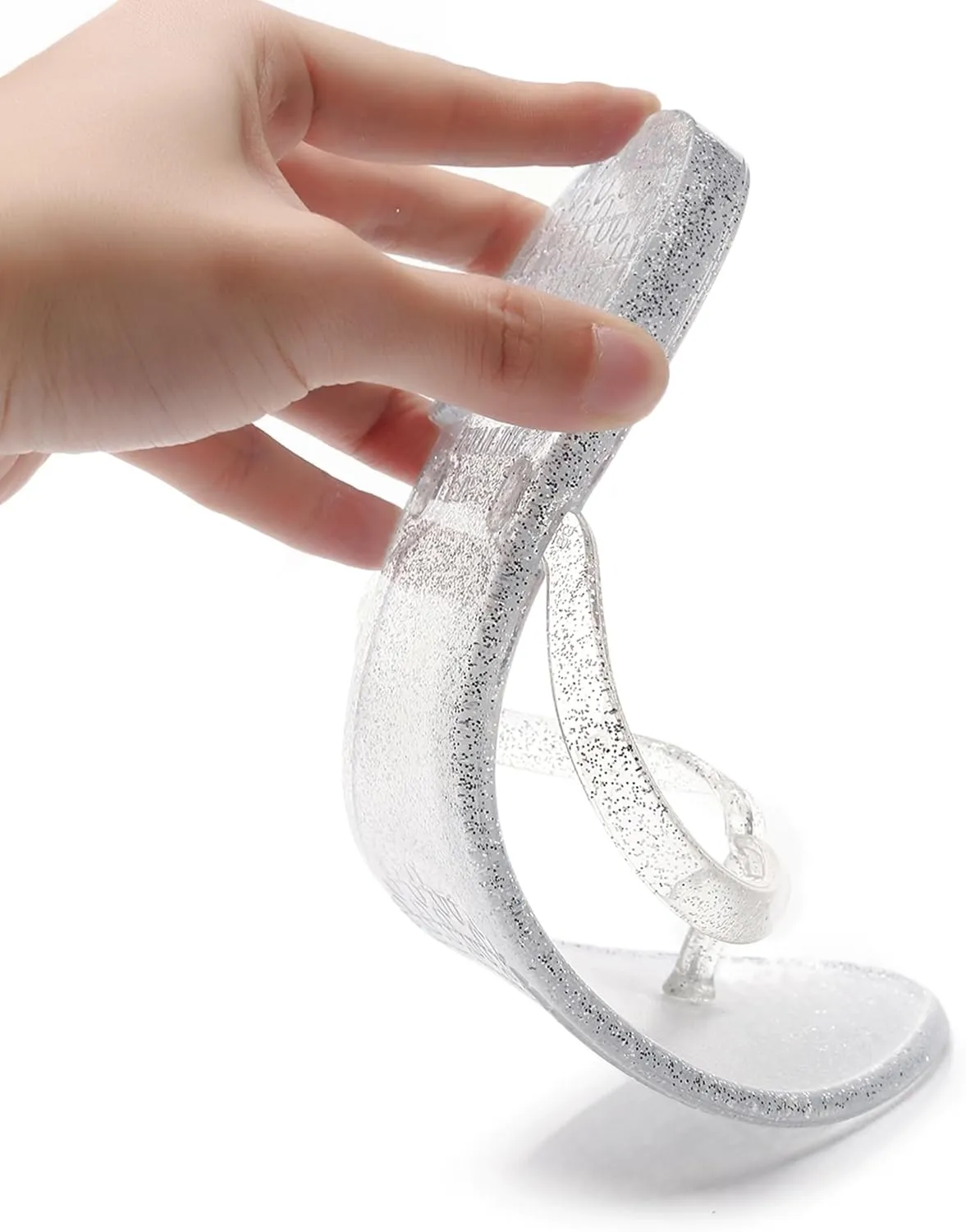 Flip Flops for Women Jelly Shoes Thong Sandals Jellies Flats Clear Slipper Summer Beach Pool Slides Size 10 Slip On Quick Drying Soft