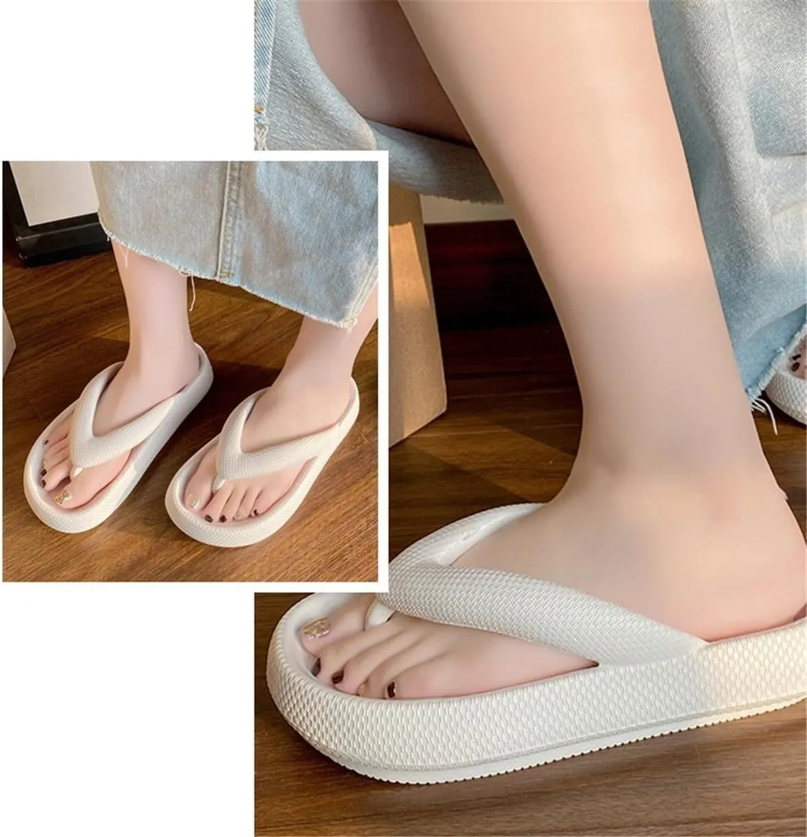 Flip Flops for Women,Soft Non Slip Thick Cloudies Slides Slippers,Unisex Comfy Lightweight Beach Flip Flops