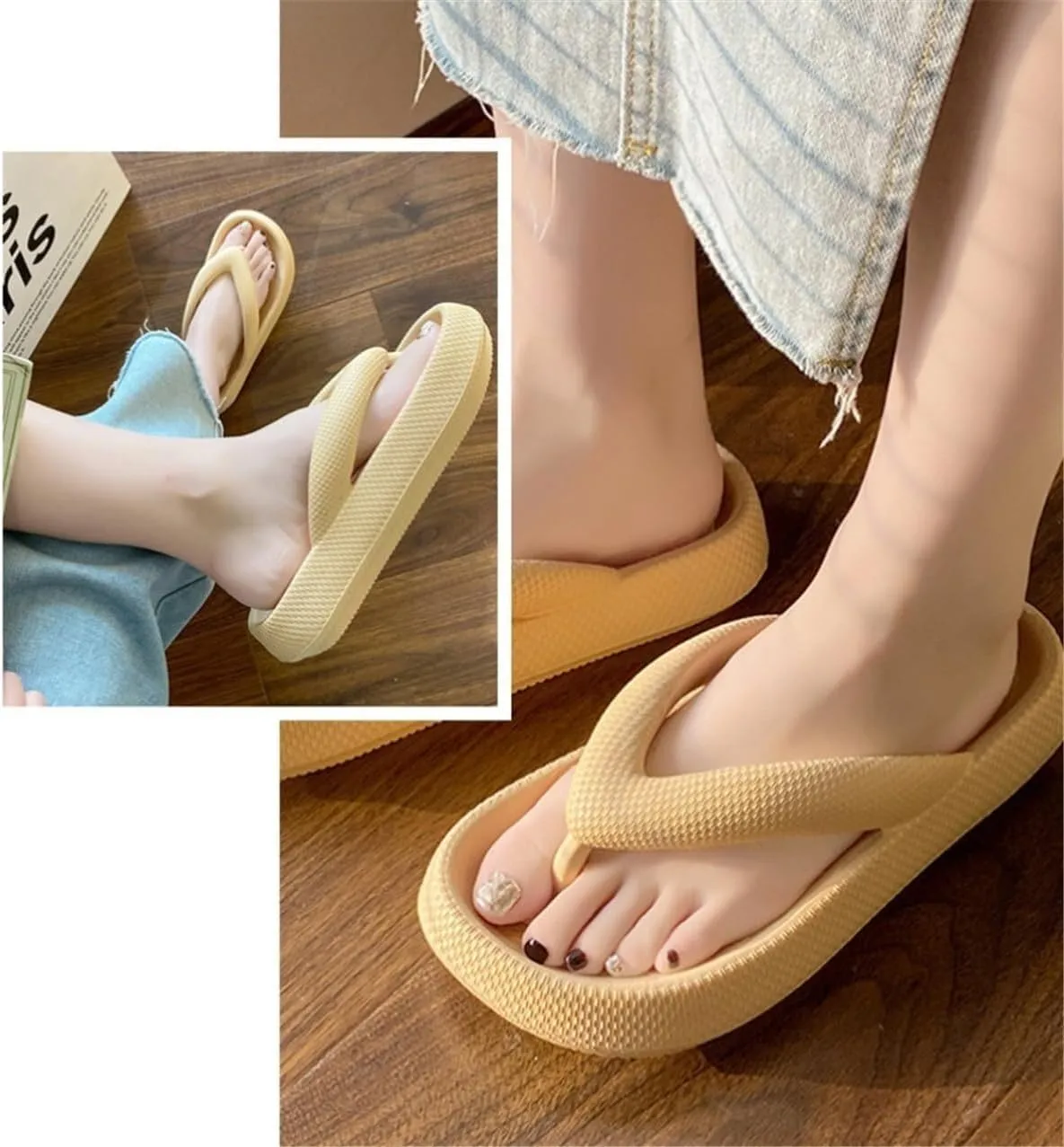 Flip Flops for Women,Soft Non Slip Thick Cloudies Slides Slippers,Unisex Comfy Lightweight Beach Flip Flops