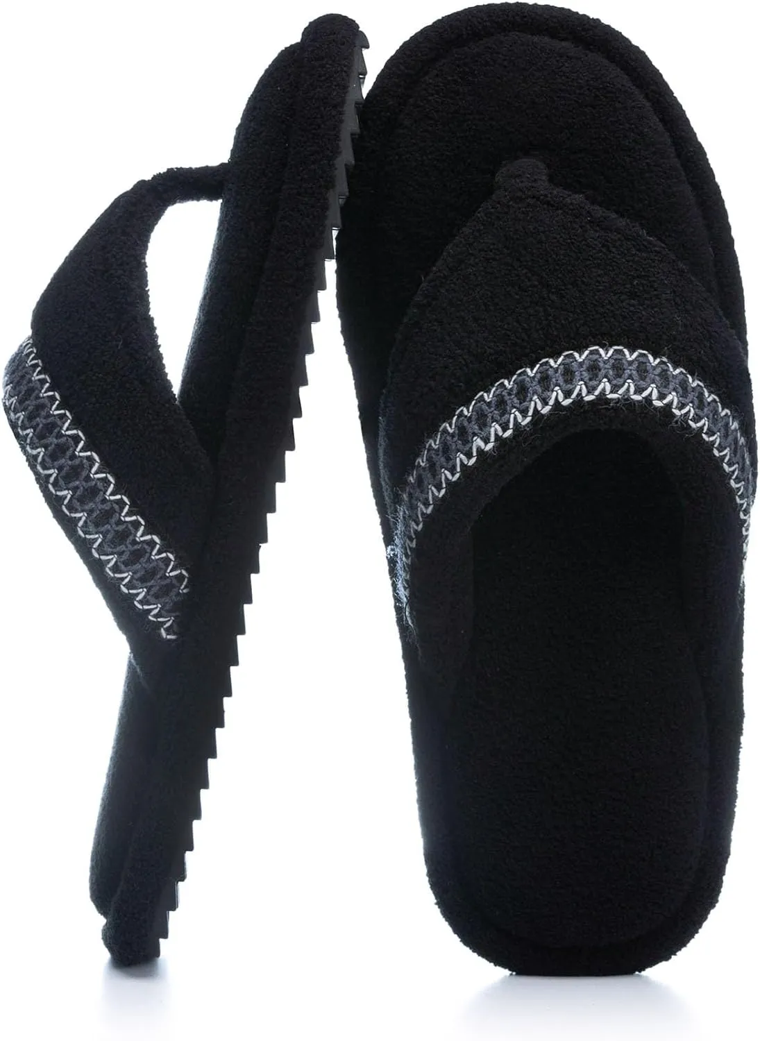 Flip Flops House Slippers for Women Indoor House Shoes with Soft Terry Cloth Ladies Thong Slippers with Non-Slip Sole and Memory Foam
