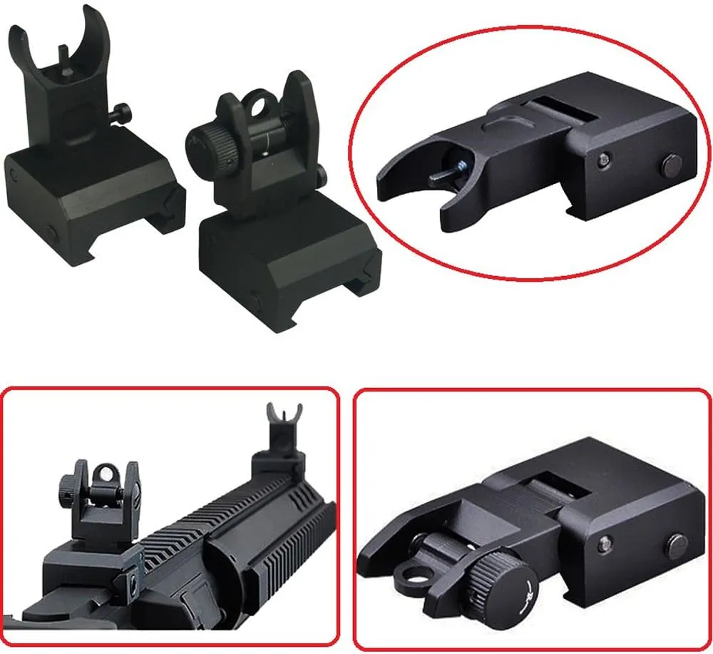 Flip Up Iron Sight Rear and front Sight Mount, Precision Machined, Mil Spec Picatinny Rail, Bead Blasted Surface