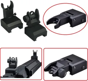 Flip Up Iron Sight Rear and front Sight Mount, Precision Machined, Mil Spec Picatinny Rail, Bead Blasted Surface