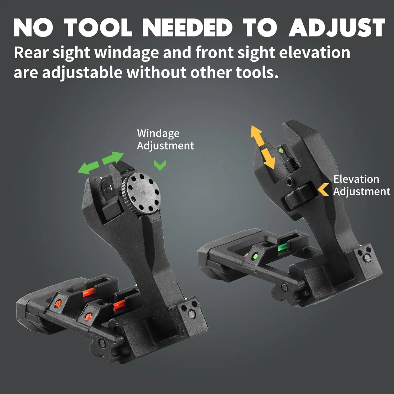Flip Up Offset Optics Sight - Three Modes: 45 Offset, 90 Vertical, and Low Reference Aiming. Tool-Free Adjustable Front Sight for Rapid Transition