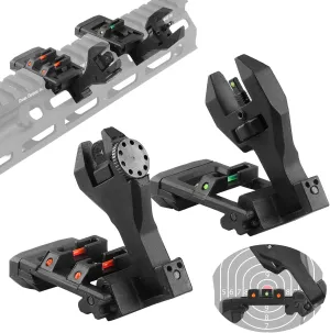 Flip Up Offset Optics Sight - Three Modes: 45 Offset, 90 Vertical, and Low Reference Aiming. Tool-Free Adjustable Front Sight for Rapid Transition