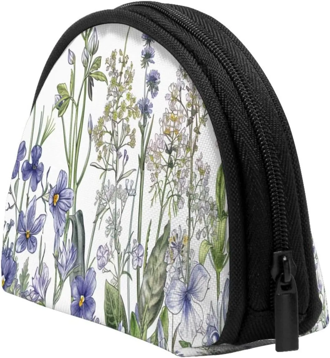 Flowering Herbs and Herbaceous Plants Printed Coin Purse Mini Pouch Change Zipper Wallet Gifts for Women Girls