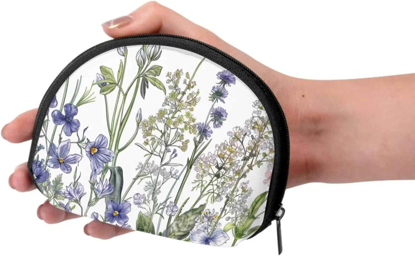 Flowering Herbs and Herbaceous Plants Printed Coin Purse Mini Pouch Change Zipper Wallet Gifts for Women Girls