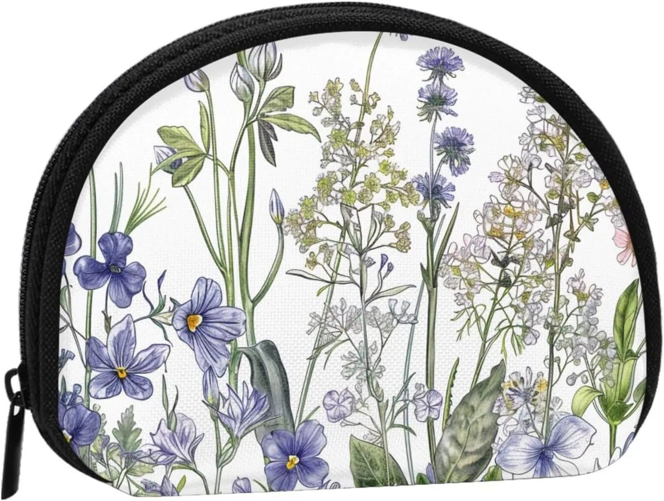 Flowering Herbs and Herbaceous Plants Printed Coin Purse Mini Pouch Change Zipper Wallet Gifts for Women Girls