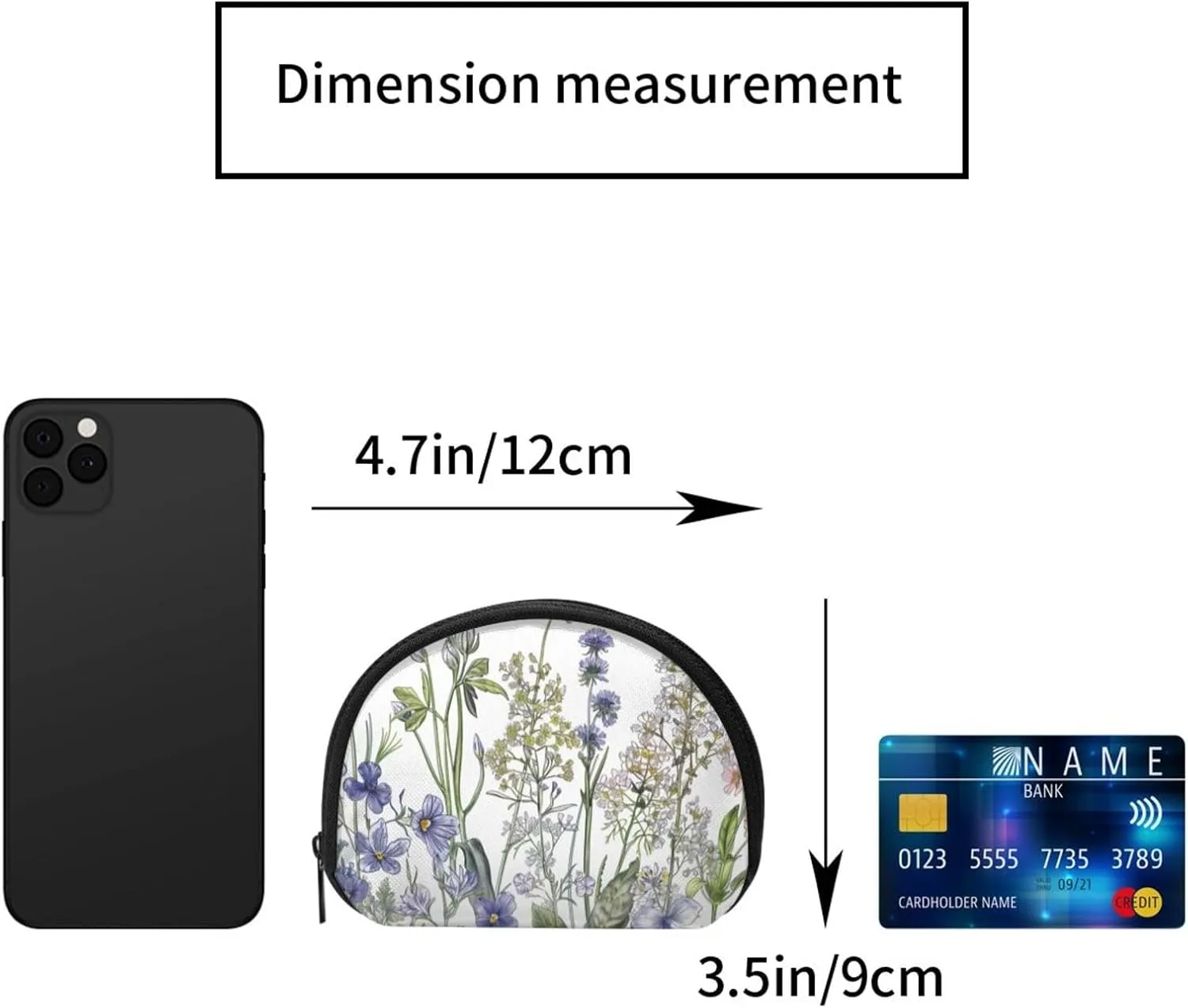 Flowering Herbs and Herbaceous Plants Printed Coin Purse Mini Pouch Change Zipper Wallet Gifts for Women Girls
