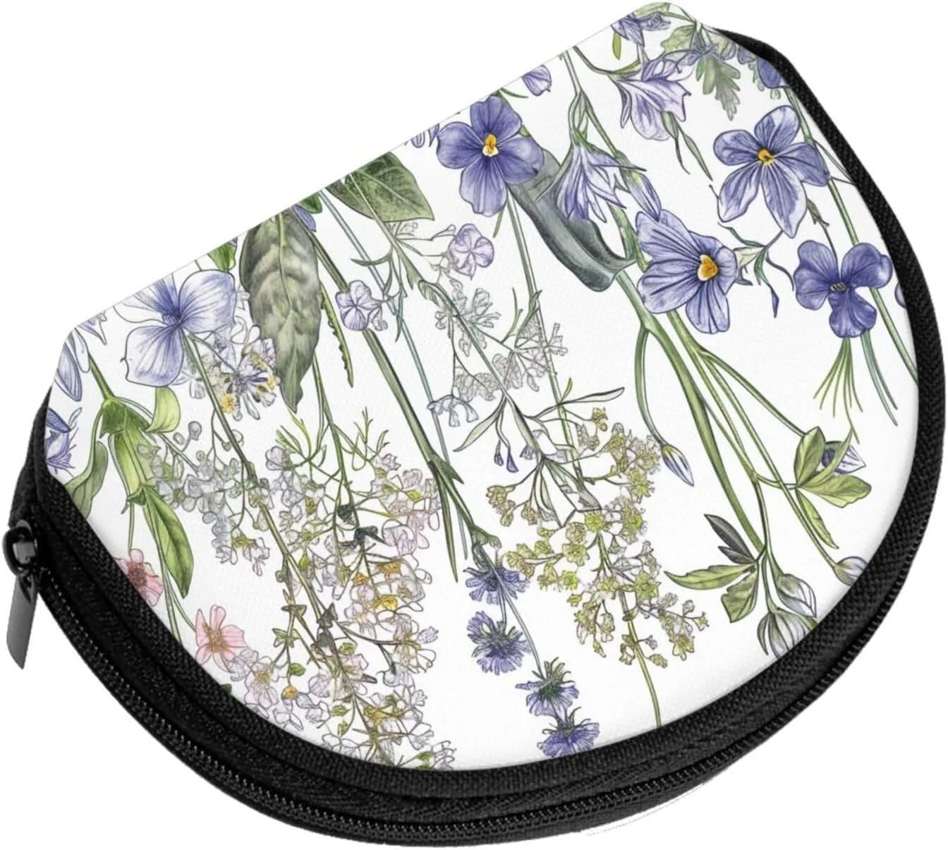 Flowering Herbs and Herbaceous Plants Printed Coin Purse Mini Pouch Change Zipper Wallet Gifts for Women Girls