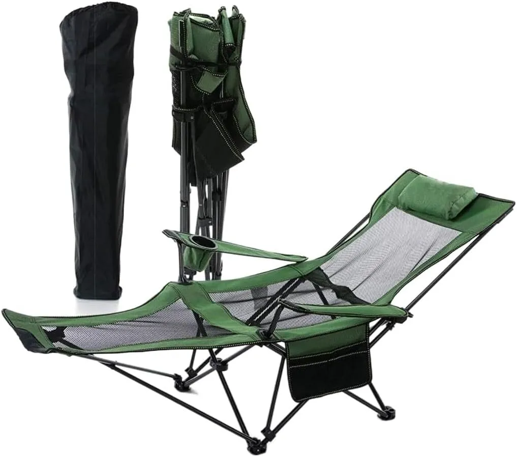 Folding Camping Outdoor Camping Chair Folding Chair Recliner Break Relax Lounger Zero Gravity Chairs Garden Balcony Fishing Hiking Chairs Foldable(Green)