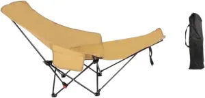 Folding Lounge Chair Recliner Portable Heavy Duty Foldable Lounger Reclining Chair for Park Sunbathing Fishing Travel Picnic, Khaki
