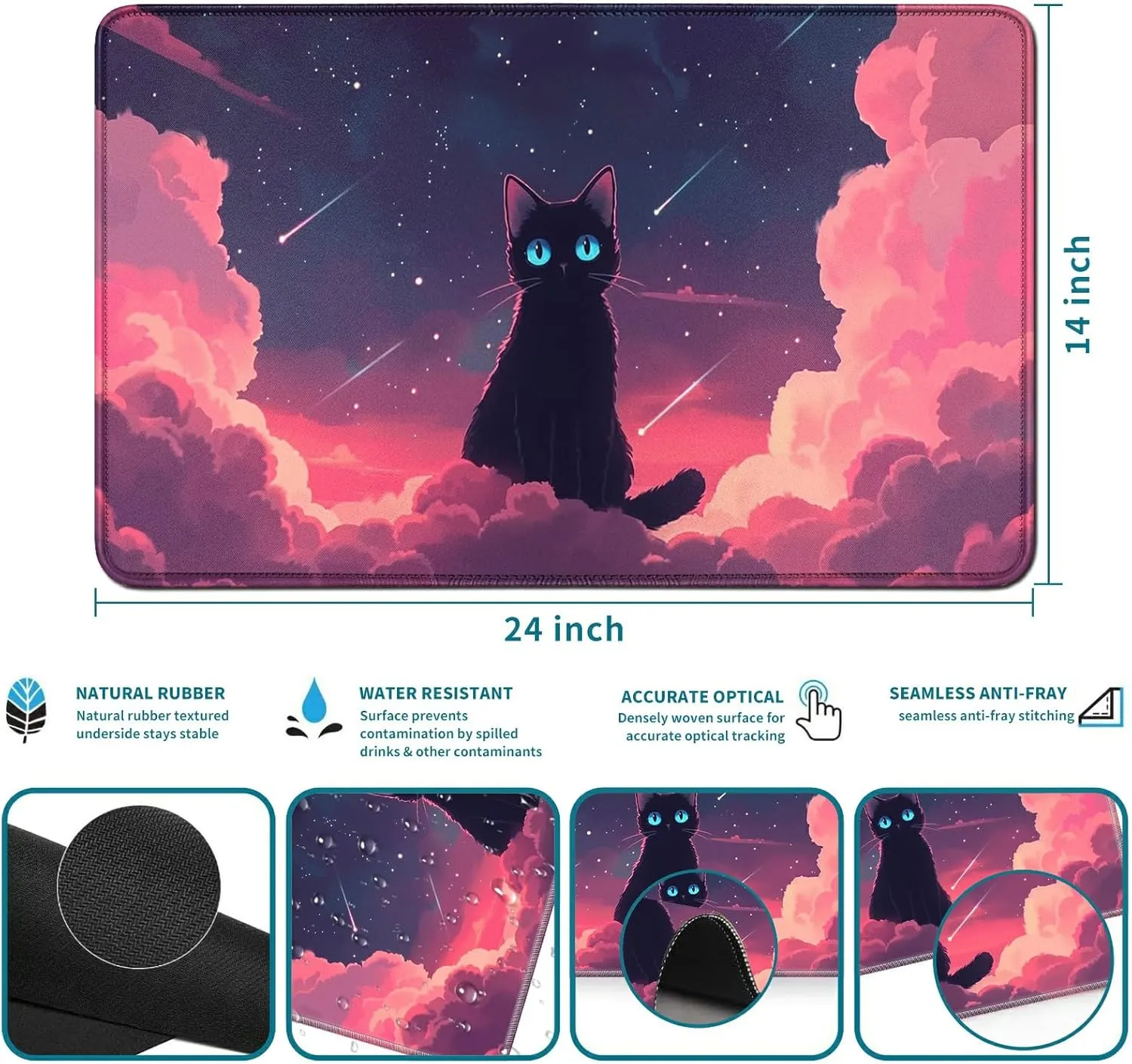 for Cloud Cat MTG Card Playmat & Squirrels Playmat Desk Mats 2Pcs Set 24 X 14 Inch, Stitched Playmat for Commander Board TCG RPG CCG, Play Mat for Card Game Playing Accessories -