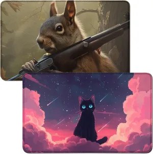 for Cloud Cat MTG Card Playmat & Squirrels Playmat Desk Mats 2Pcs Set 24 X 14 Inch, Stitched Playmat for Commander Board TCG RPG CCG, Play Mat for Card Game Playing Accessories -